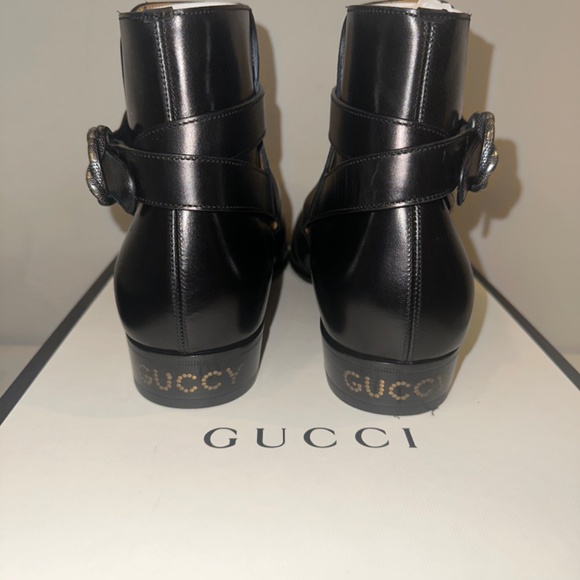 Gucci Leather Ankle Boot with Kingsnake Buckle - Picture 3 of 7